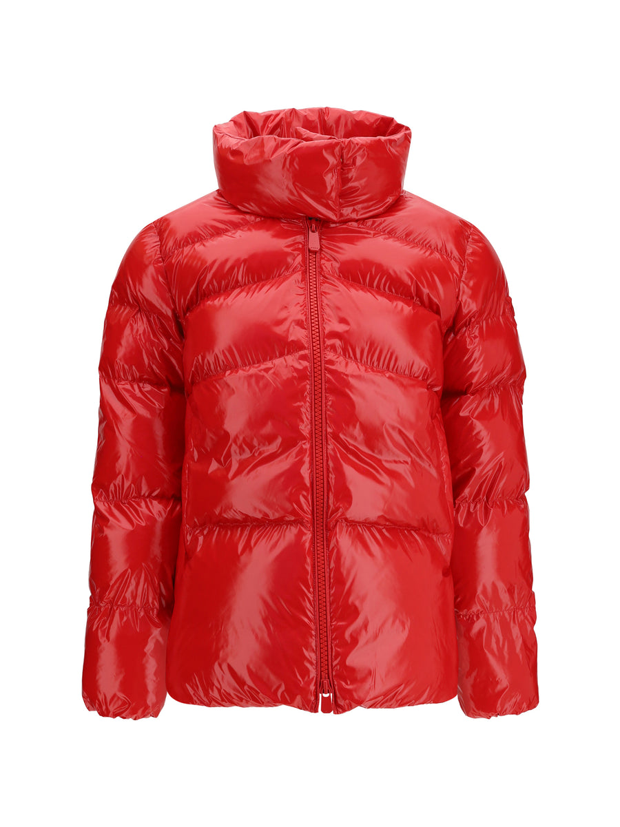 Glossy Quilted Puffer Jacket Rosso Burgundy Wine Down