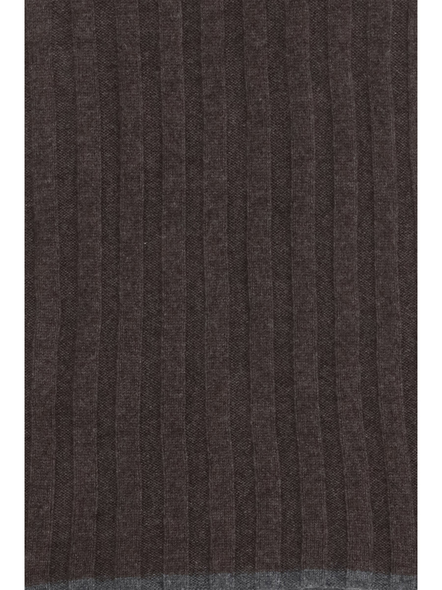 Scarf Ribbed Cashmere Brown