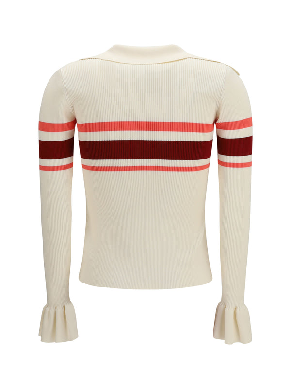 Top Striped Viscose Cream Knitwear