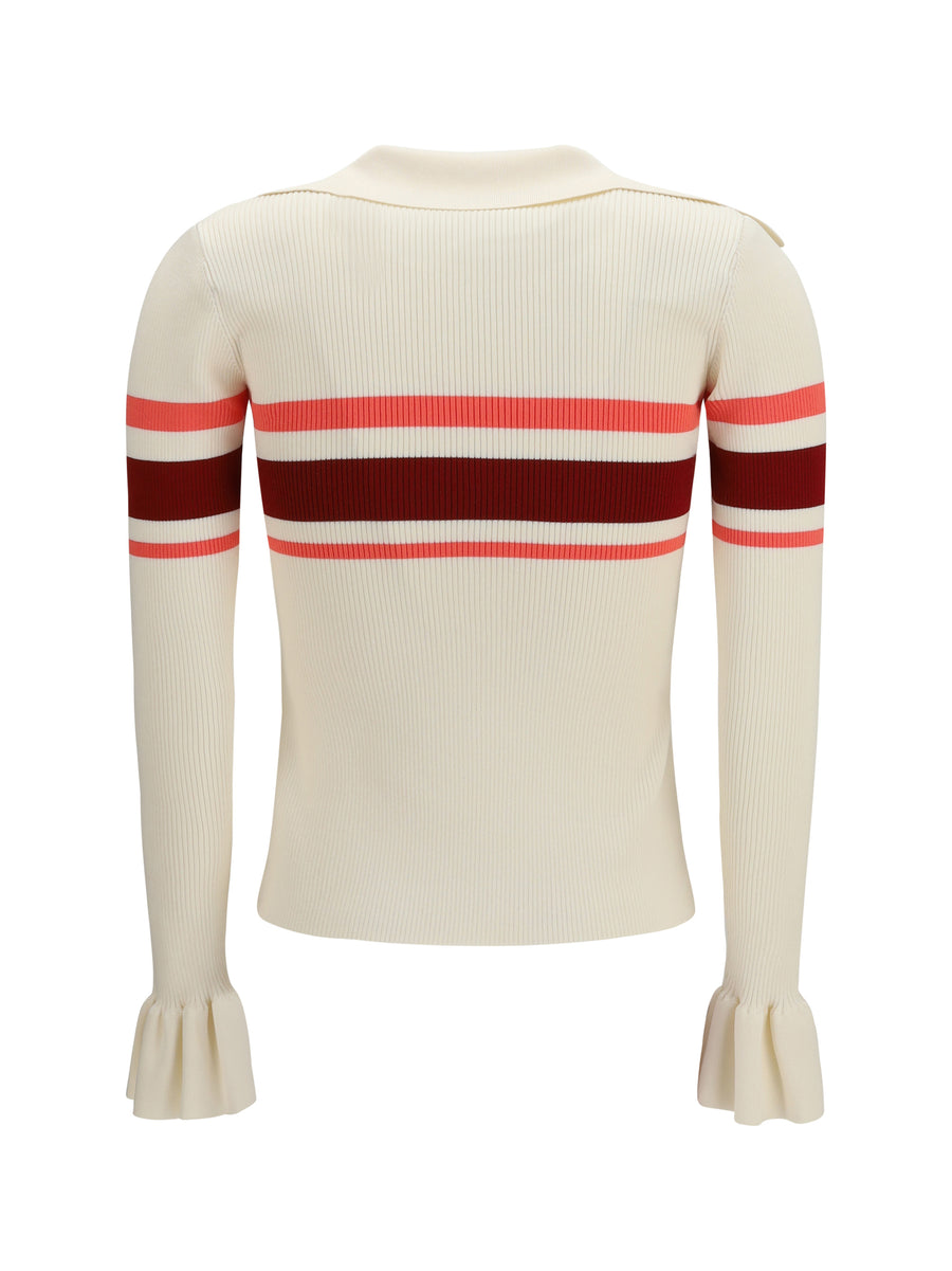 Top Striped Viscose Cream Knitwear