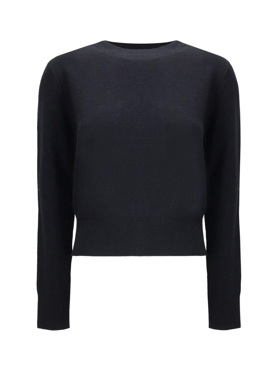 Crew-Neck Sweater Black-Red Black/red Merino Wool