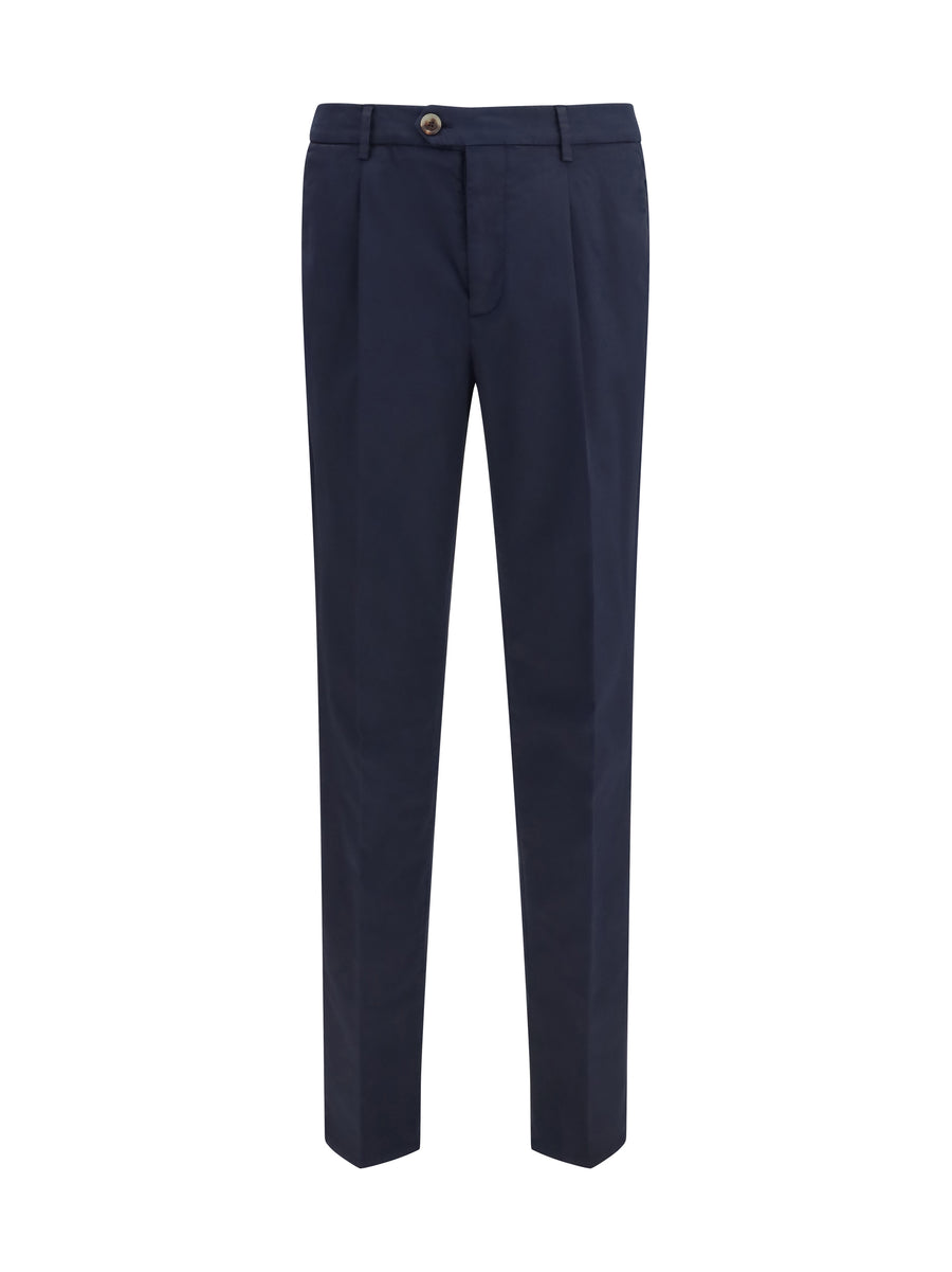 Brunello Cucinelli 97% Cotton trousers in navy