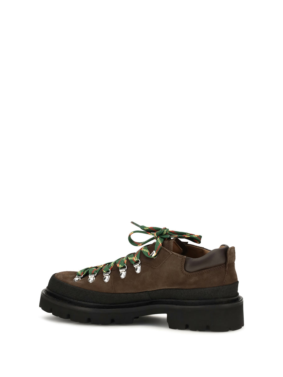 Lace-Up Sneakers Suede Dark Brown Calf Leather Shoes
