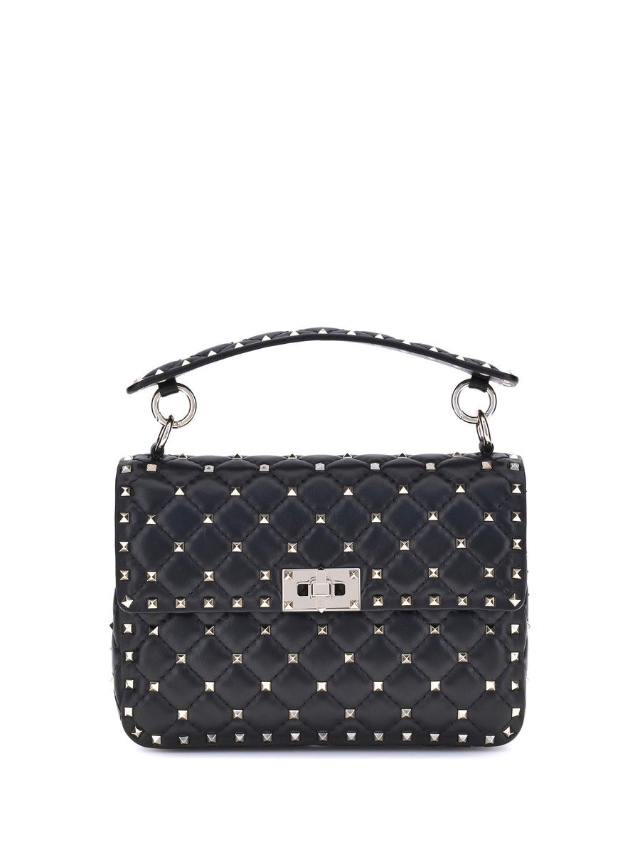 Medium Shoulder Bag Rockstud Spike Black Lambskin