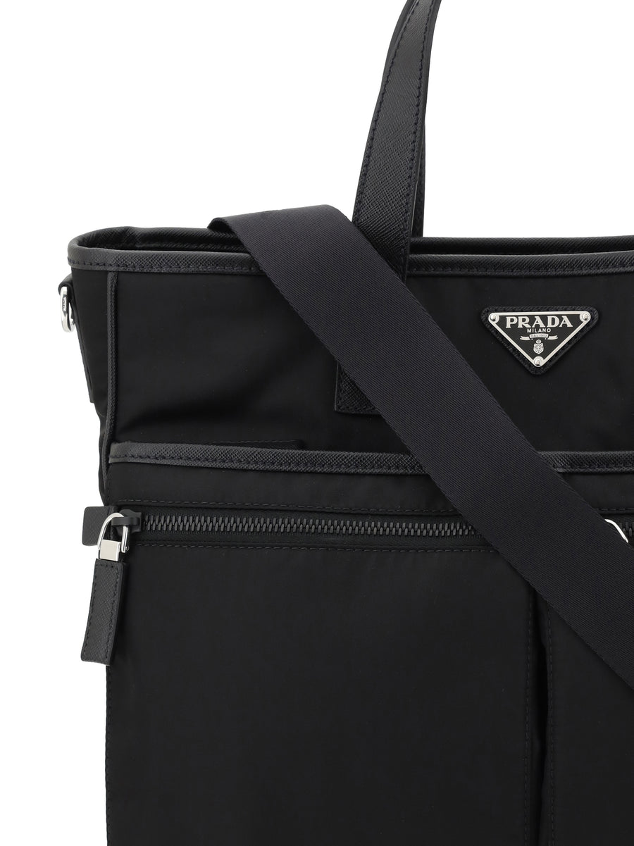 Tote Bag Re-Nylon Black Shoulder