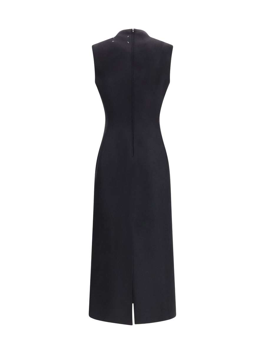 Dress, Virgin Wool Midi, Black Fleece (ovis Aries)