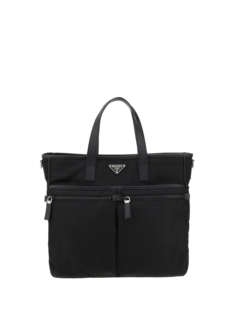 Logoed Tote Bag Nero Nylon Shoulder