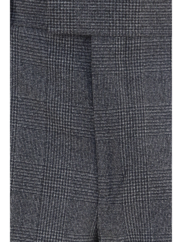 Tailored Cotton-Blend Pants Grey Polyester Trousers