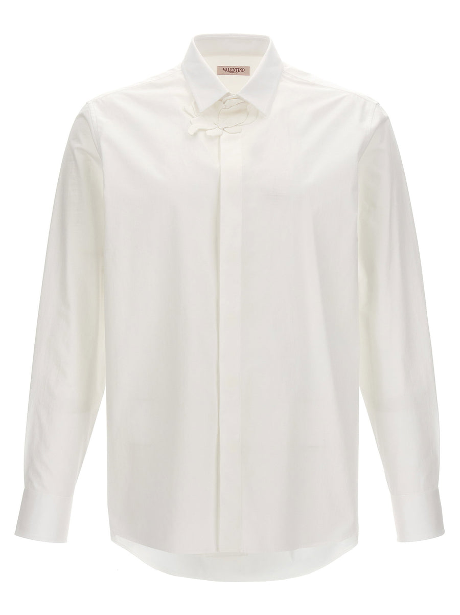 Valentino Garavani Flower Patch Collar Shirt — White