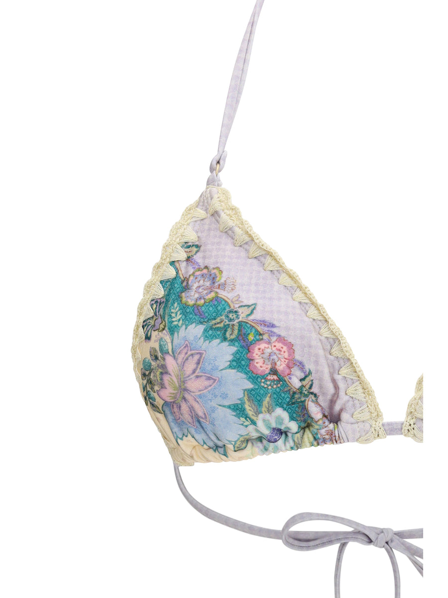 Bikini Indra Crochet Cream Scarf Floral Polyamide Swimwear
