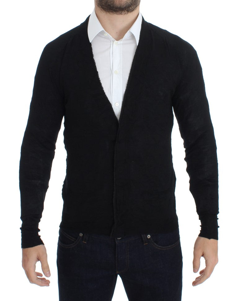 Costume National 100% Merino extra fine Wool cardigan in black