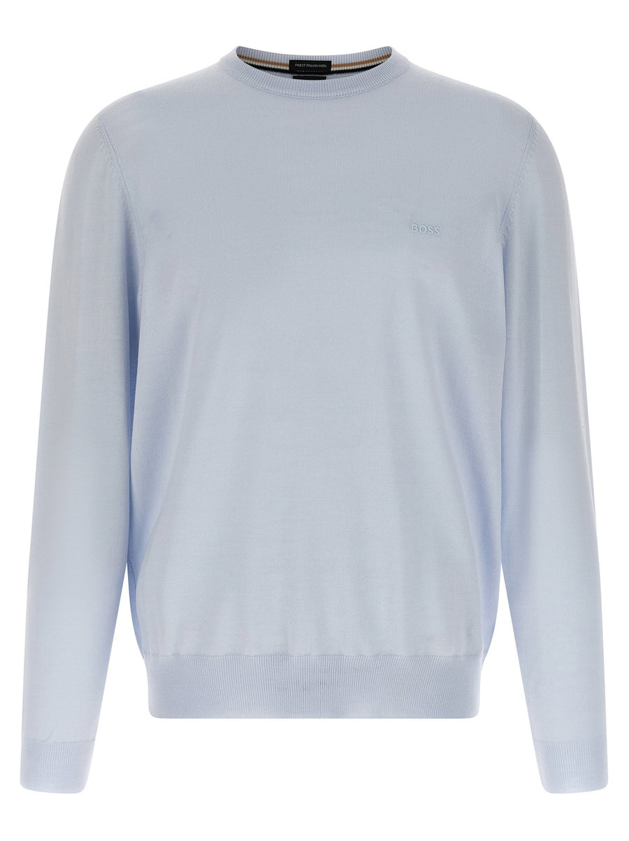 Hugo Boss Virgin Wool Crew Neck Sweater — Light Blue