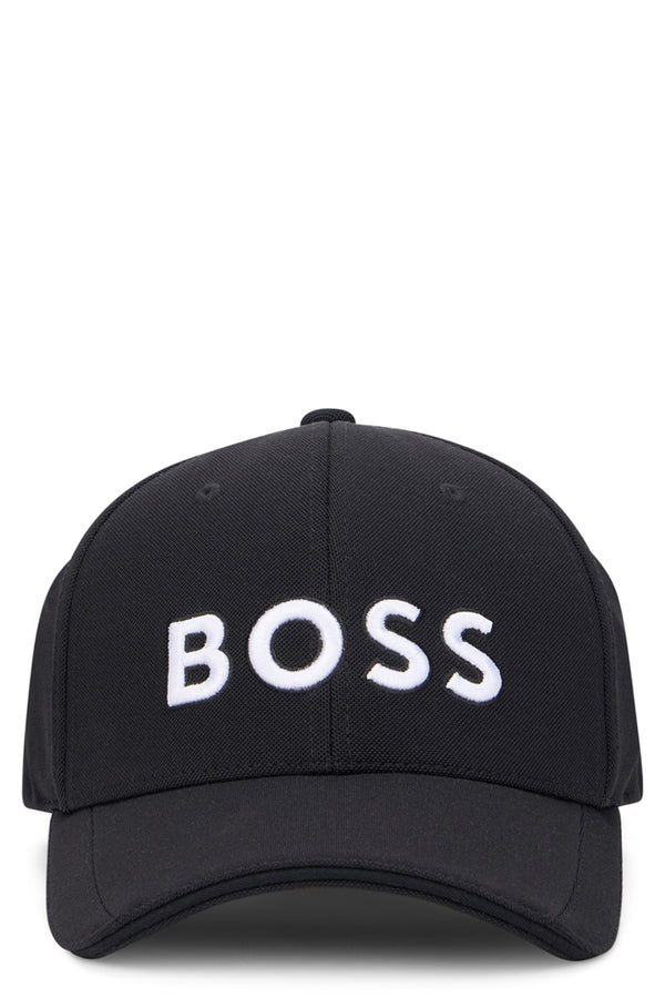 Cap With Visor Black Polyester Hat