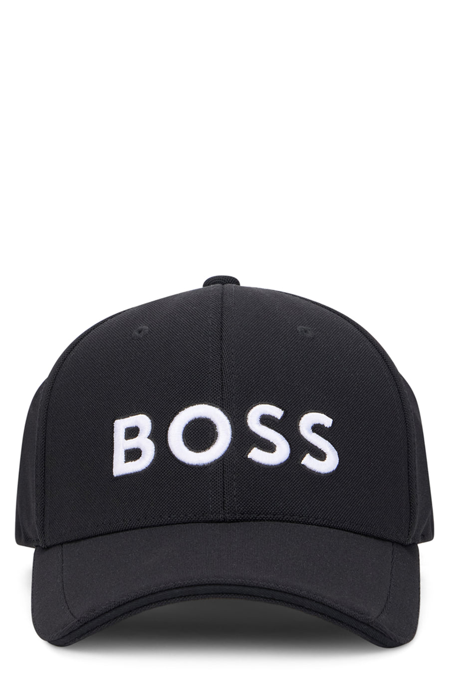 Cap With Visor Black Polyester Hat