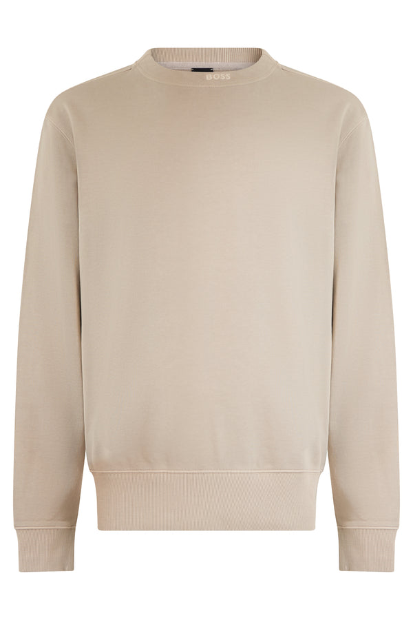 Crew Neck Cotton Sweatshirt Light Beige Sweatshirts