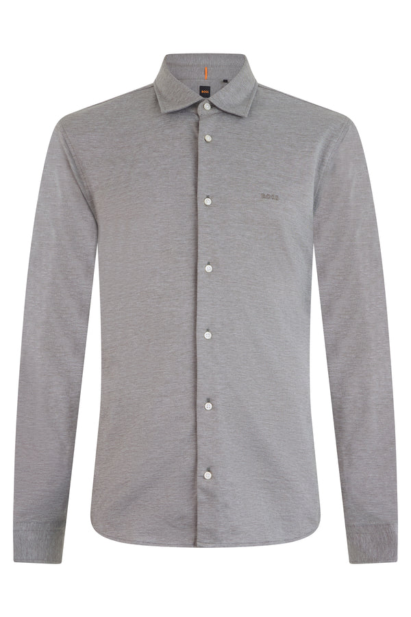 Long-Sleeved Cotton Jersey Shirt Open Green