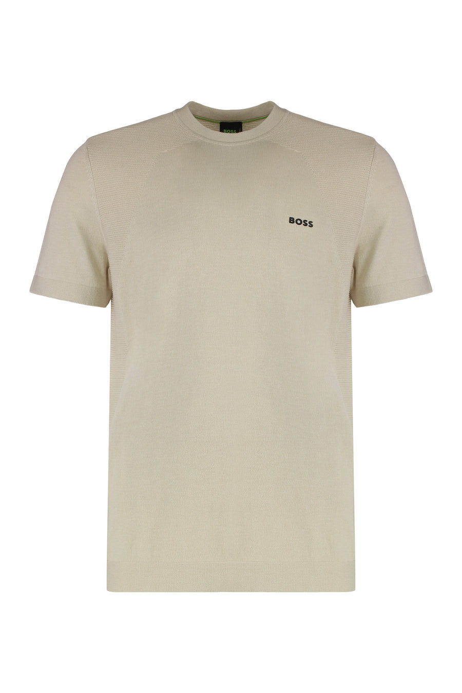 Knit Short Sleeve T-Shirt Beige Cotton T-shirts