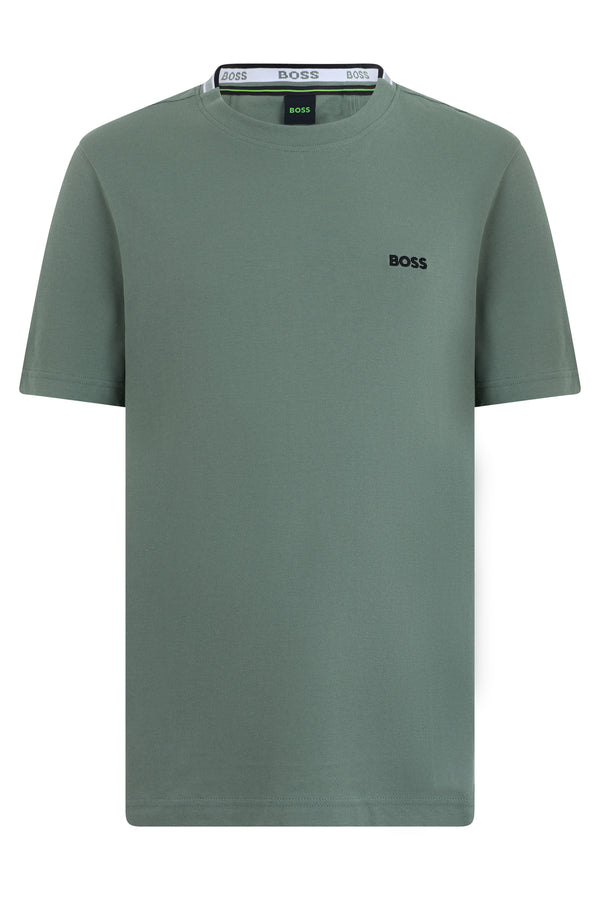 Short-Sleeved Cotton T-Shirt Green Open T-shirts