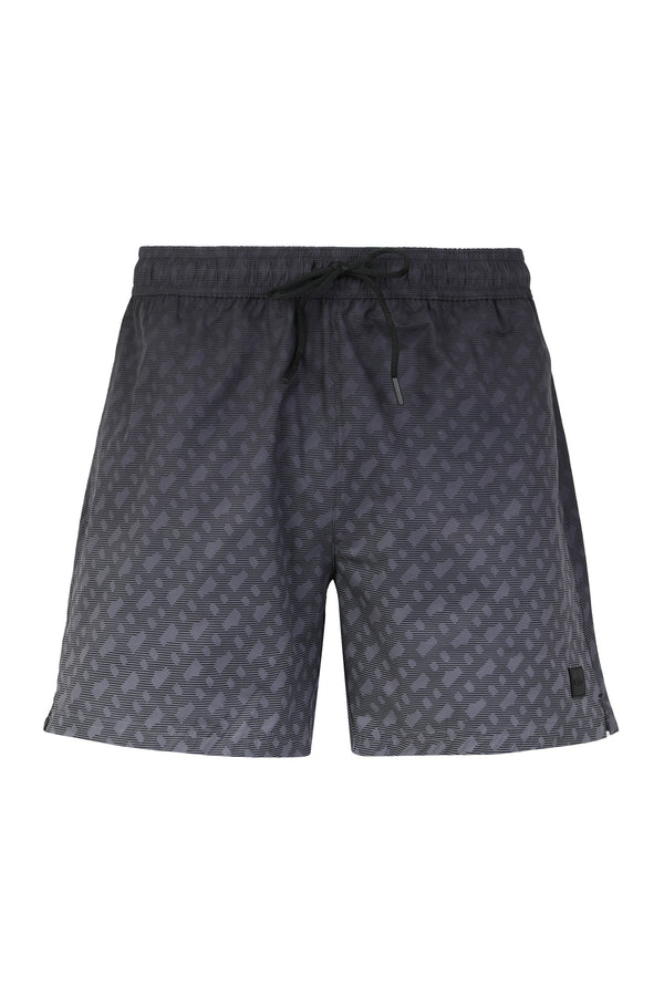 Nylon Beach Shorts With Monogram Print Grey Eme Beachwear