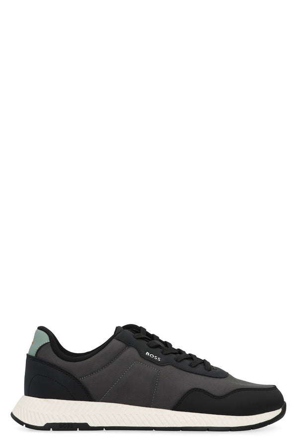 Low-Top Sneakers With Leather Insert Black Polyurethane Trainers
