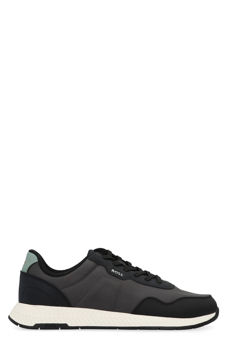 Low-Top Sneakers With Leather Insert Black Polyurethane Trainers
