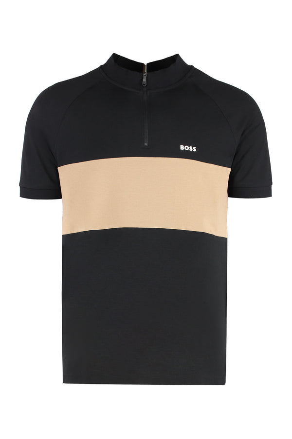 Stretch Cotton Piqué Polo Shirt Black