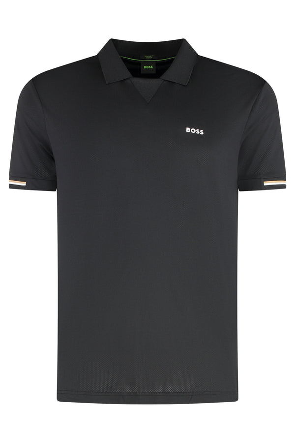 Technical Fabric Polo Shirt Black Elastane