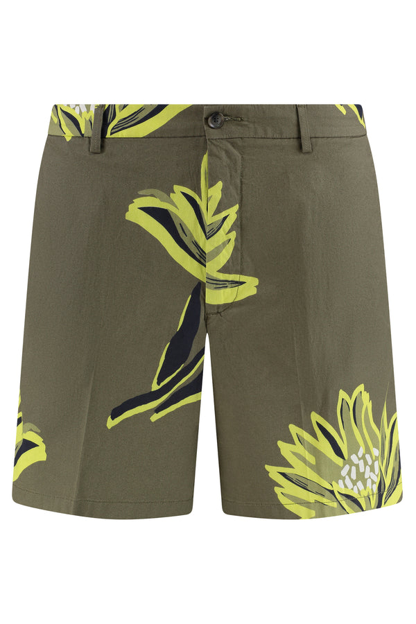 Bermuda Shorts Cotton Green Elastane