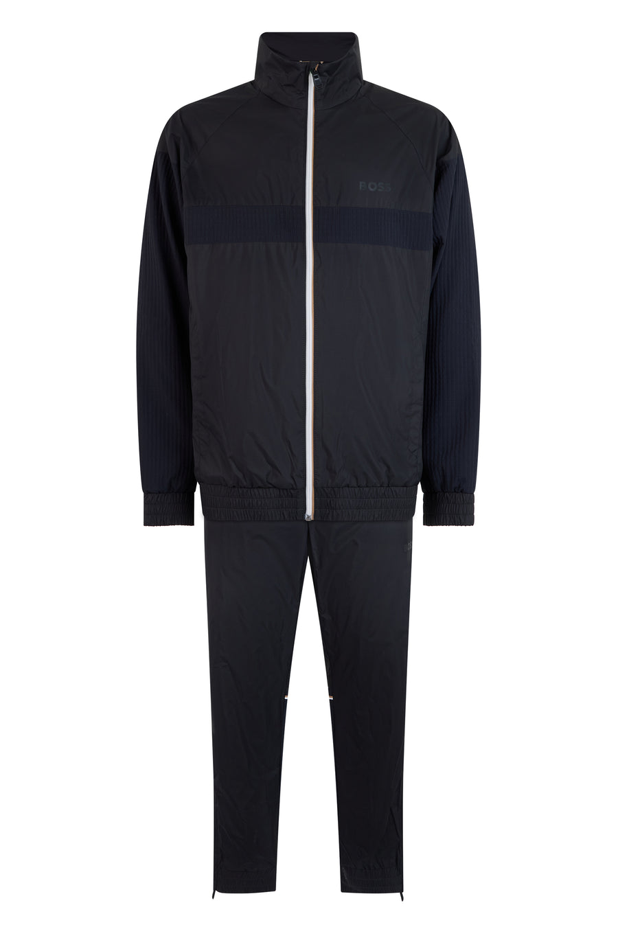 Jumpsuit With Zip And High Collar Black Polyester Sweatshirts