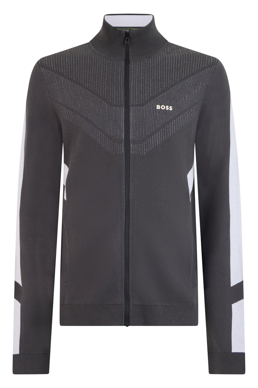 Zip-Up High Neck Cotton Sweatshirt Dark Grey