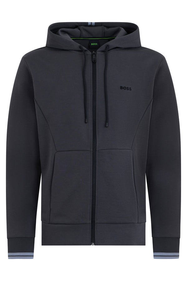Zip-Up Cotton Hoodie Dark Grey