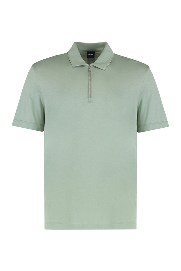 Pique Cotton Blend Polo Green Lyocell Shirts
