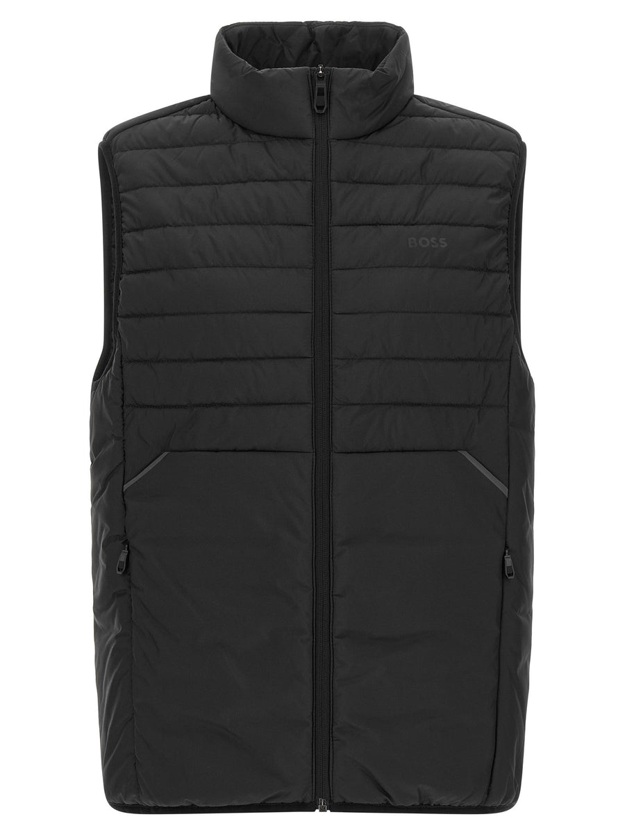 Hugo Boss Hybrid Quilted Technical Vest — Black
