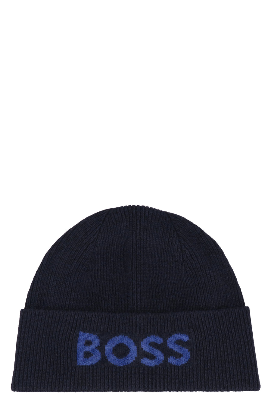 Boss Knit Cap With Logo Blue Other Fibers Hat