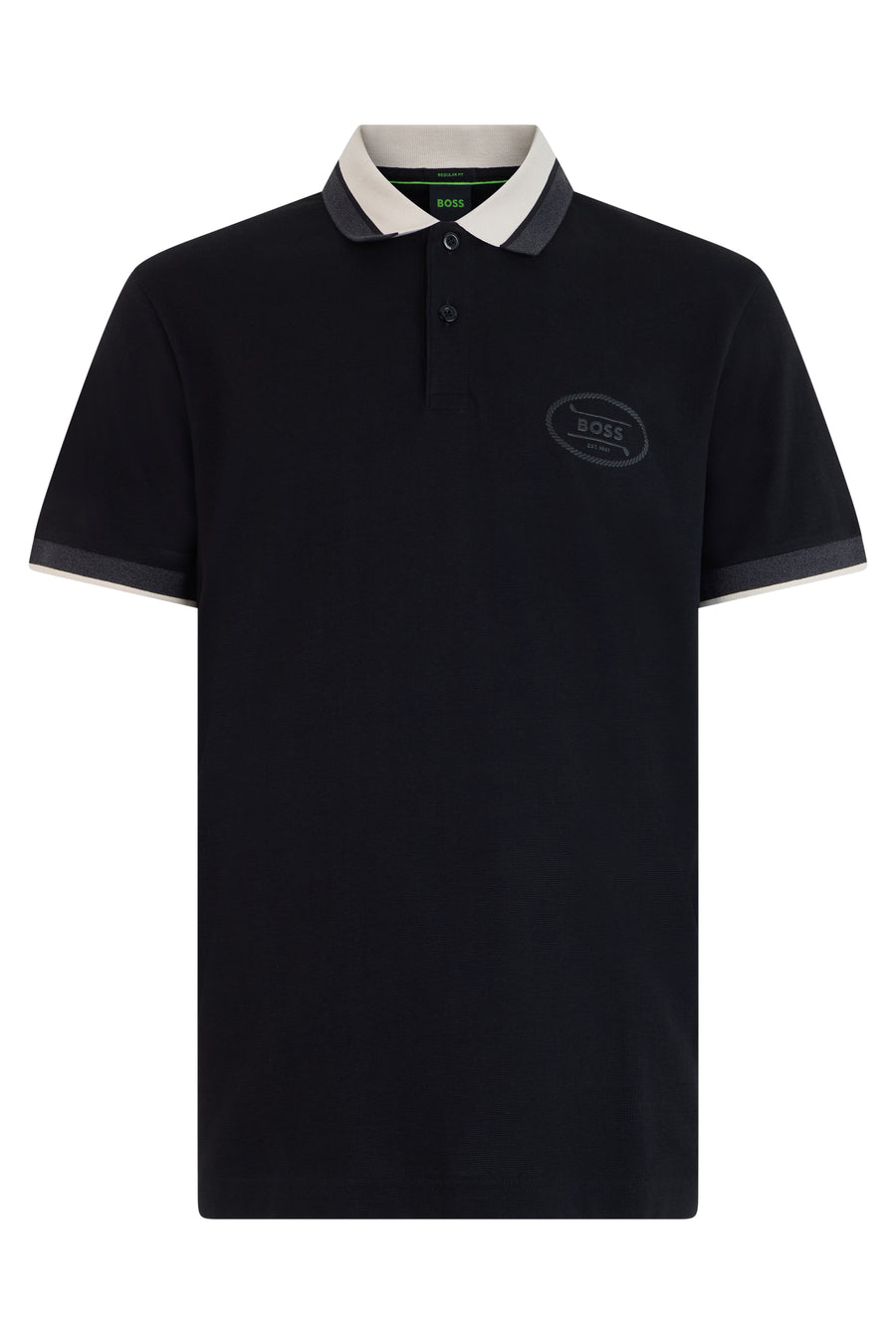 Cotton Polo Shirt With Contrast Collar Black