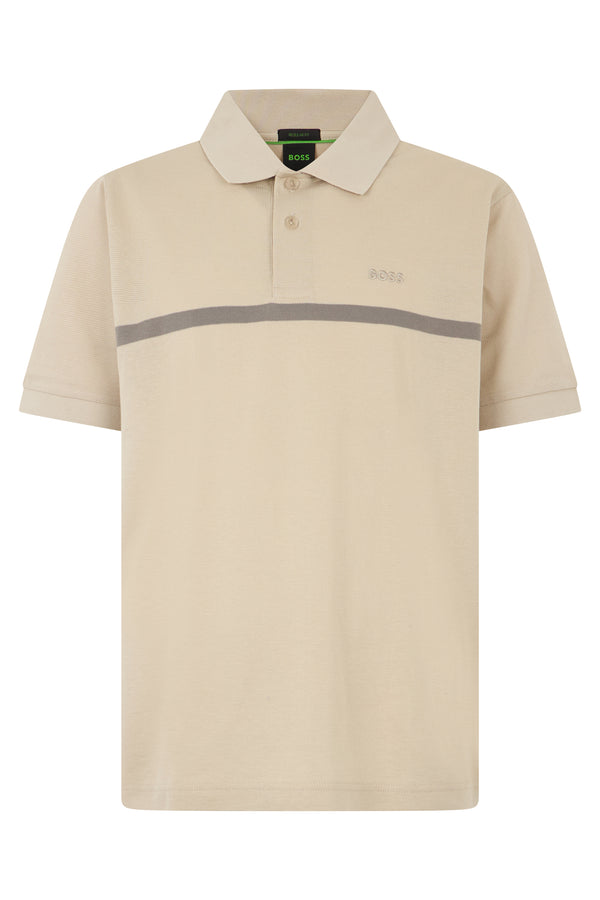 Short-Sleeve Polo Shirt Beige Cotton