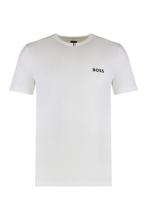 Crew Neck T-Shirt Technical Fabric White Polyester T-shirts