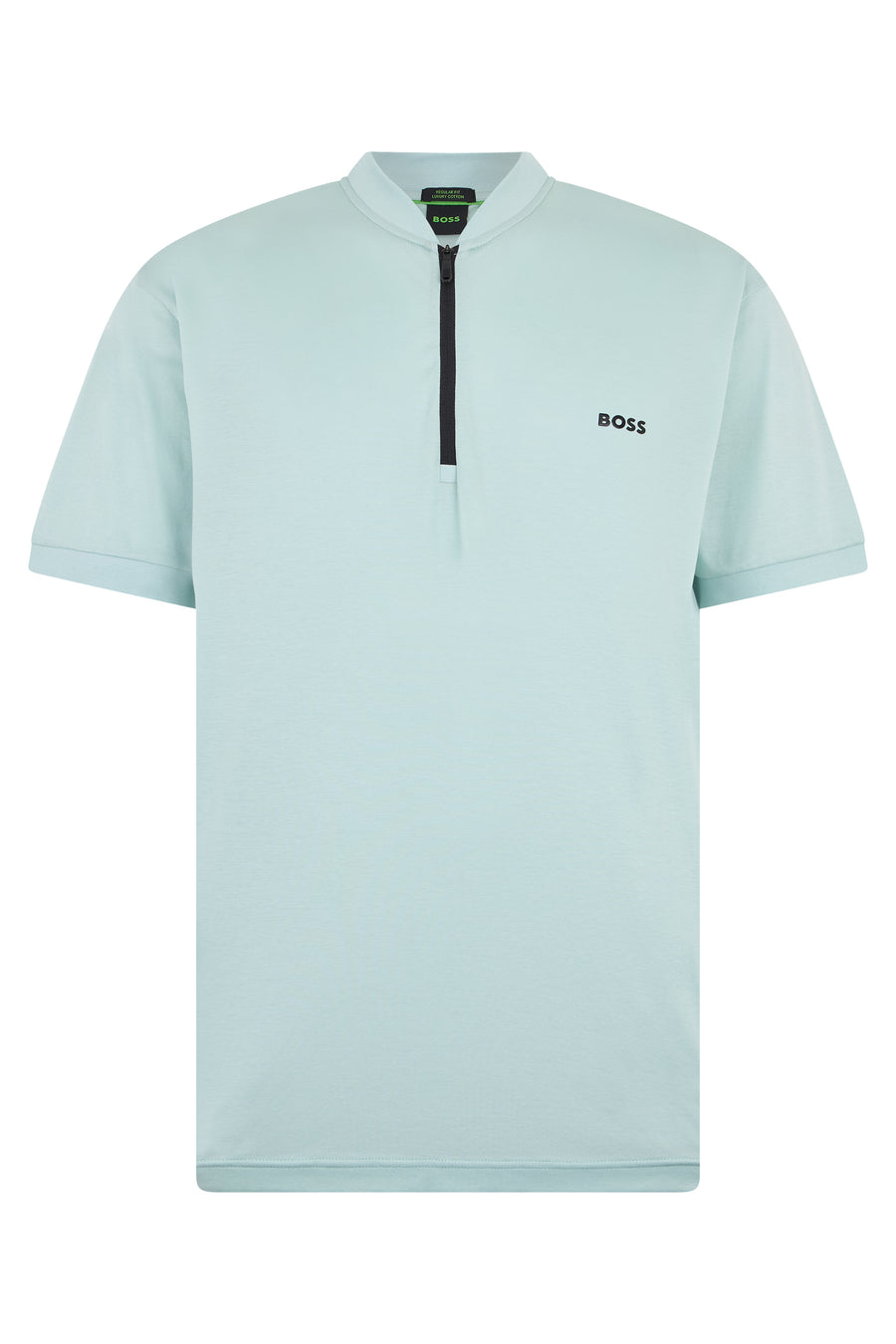 T-Shirt With Zip Collar Turquoise Cotton T-shirts