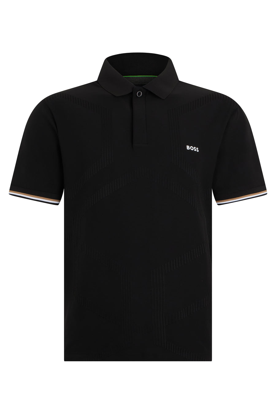 Polo Shirt Black Jersey Polyester