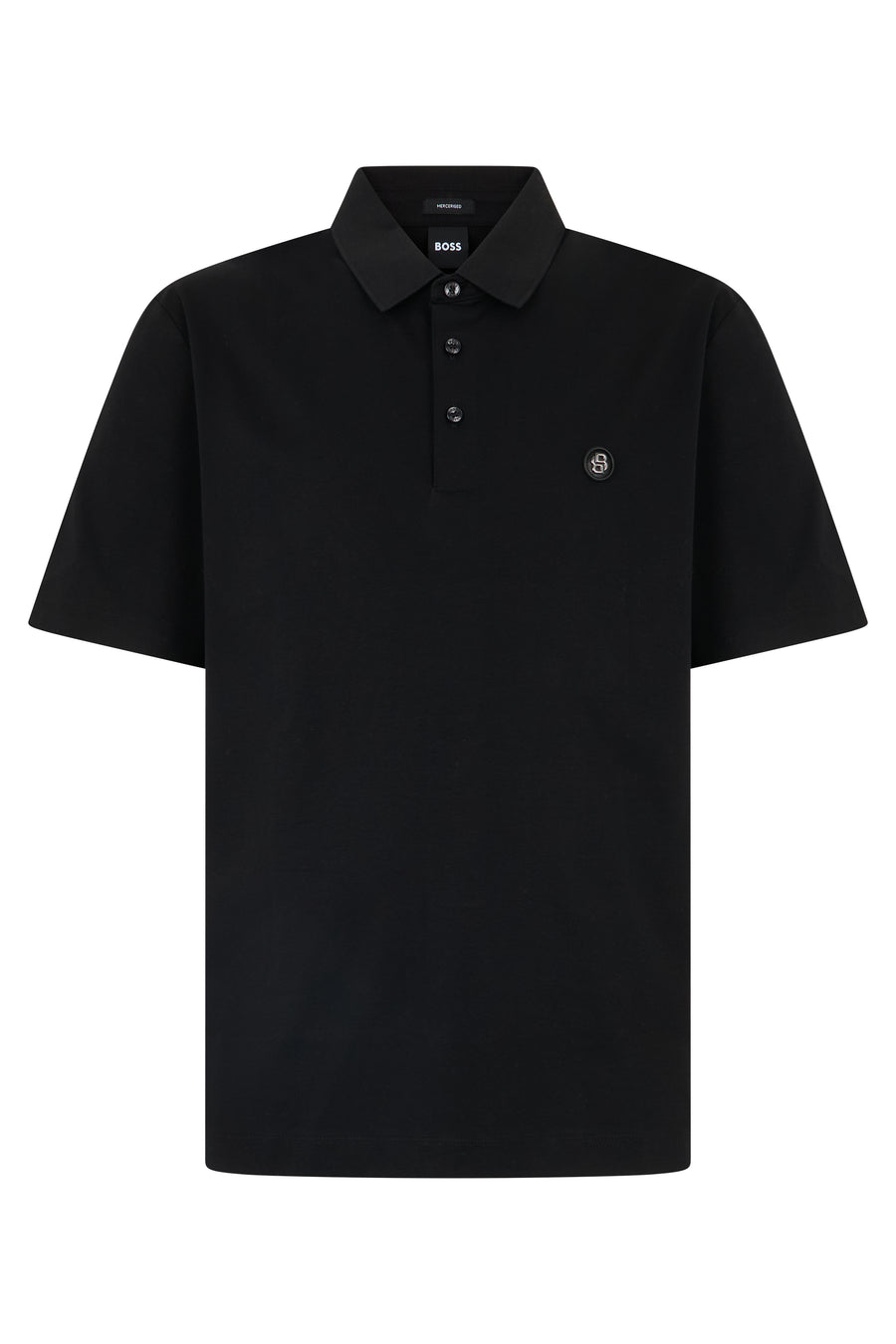 Polo Shirt Short Sleeve Black Cotton