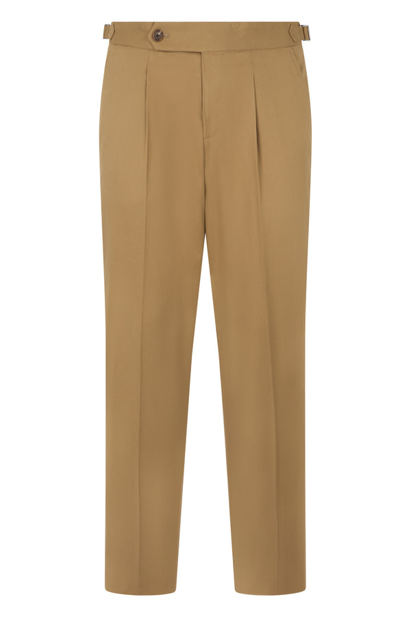 Straight Cotton Trousers Dark Beige