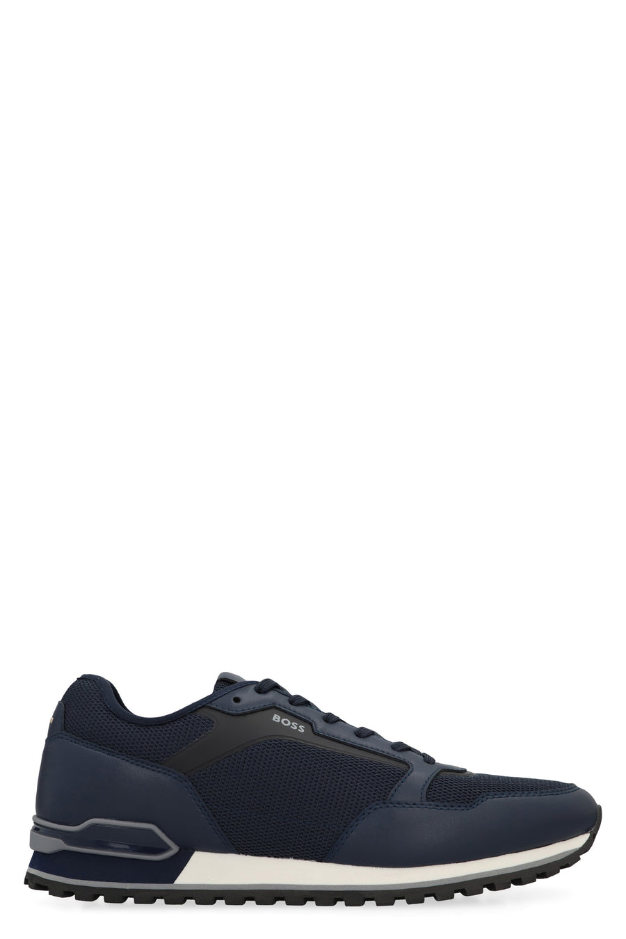 Low-Top Sneakers With Mesh Inserts Blue Cow Hide Trainers