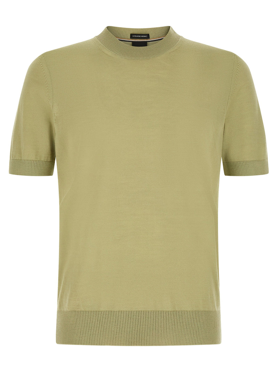 Hugo Boss Extra-Fine Merino Wool T-shirt — sage green