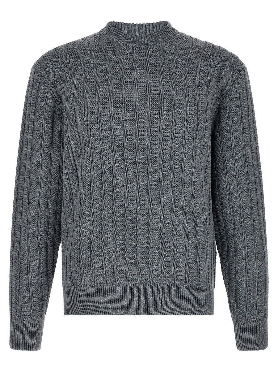 Hugo Boss Textured Vertical Knit Sweater — gray