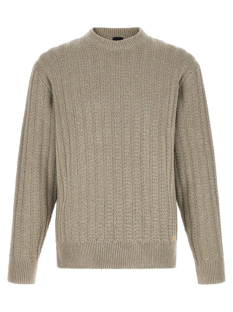 Hugo Boss Three-Dimensional Jacquard Cotton Sweater — beige