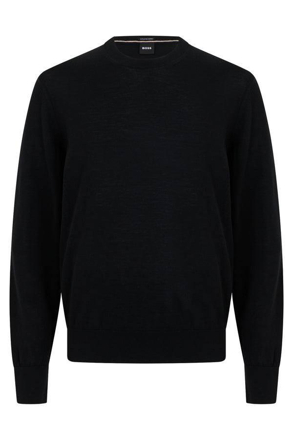 Crew Neck Sweater Black Virgin Wool Sweatshirts