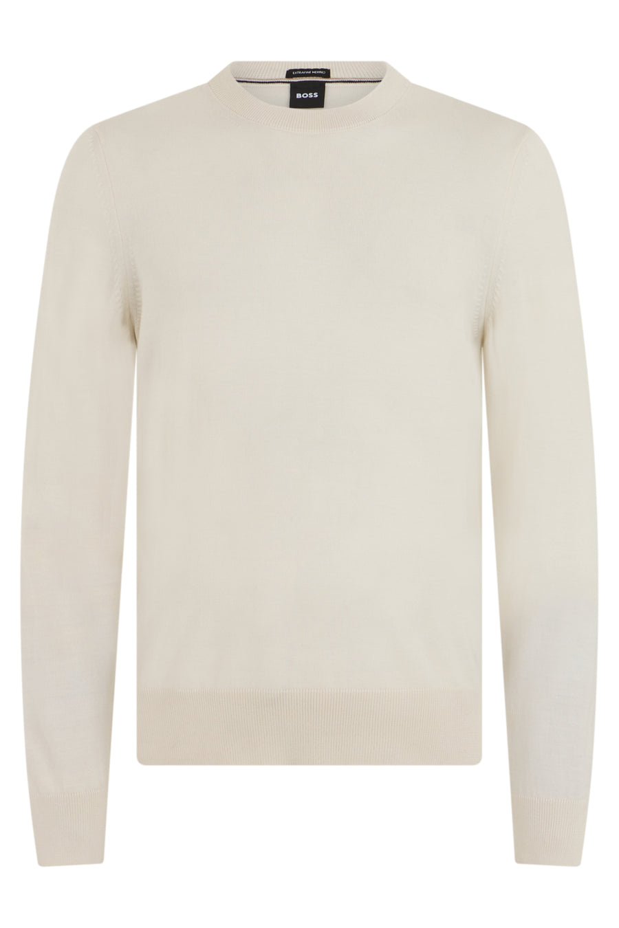 Long-Sleeve Sweater Open White Virgin Wool Sweatshirts