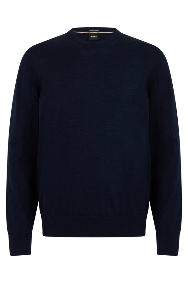 Wool Crew Neck Sweater Dark Blue Virgin Sweatshirts