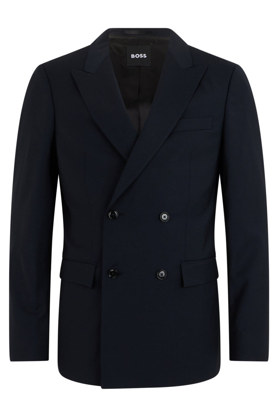 Double-Breasted Jacket Dark Blue Virgin Wool Suit & Dinner