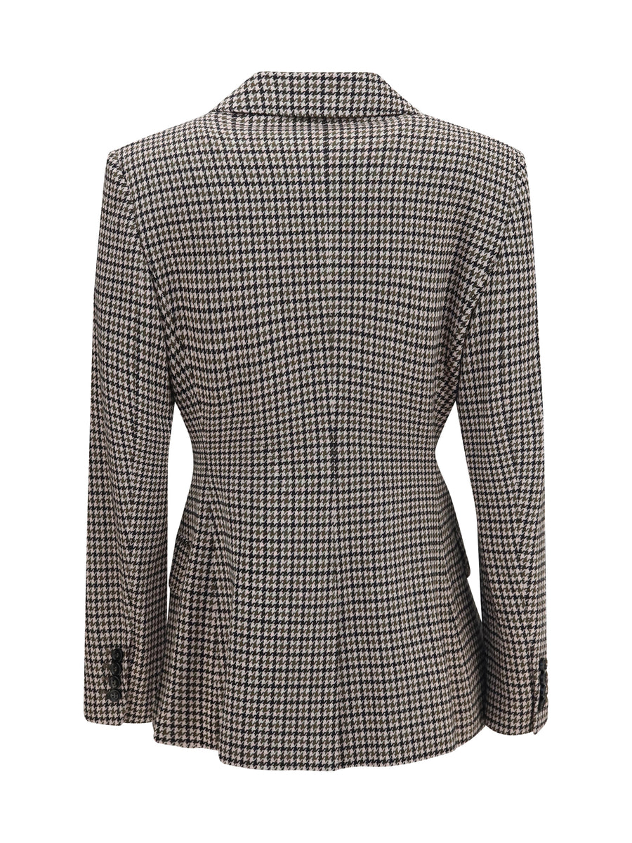 Blazer Eccelso Houndstooth Black/khaki/blush Viscose Jacket